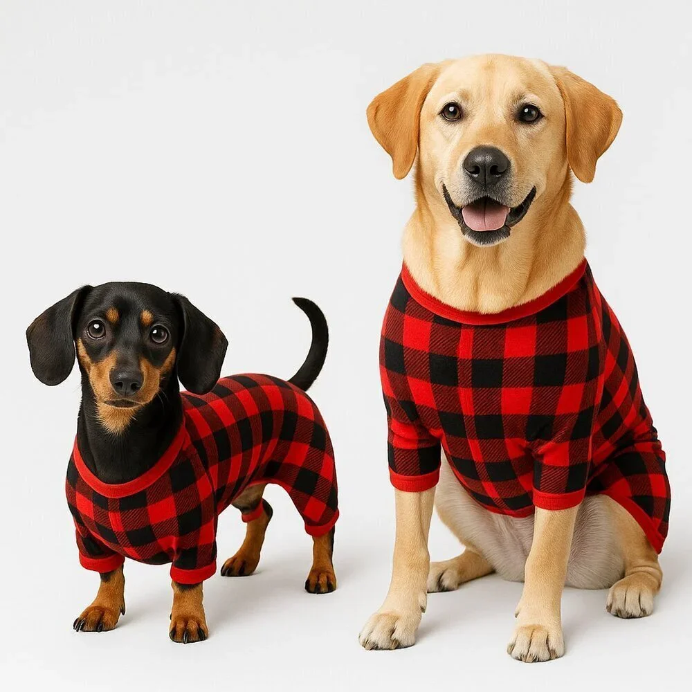 Wondershop Dog-Cat Christmas Sweater Pajama Buffalo Check Red-Black XS/S/L/XL